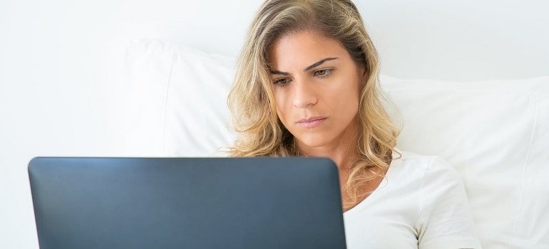 woman using laptop
