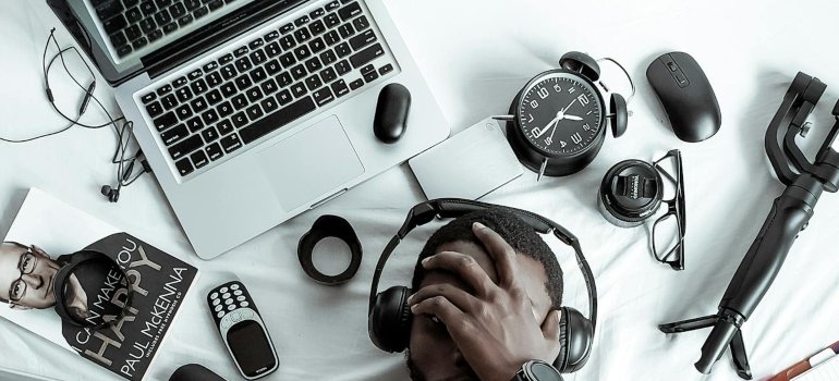 man with electronics