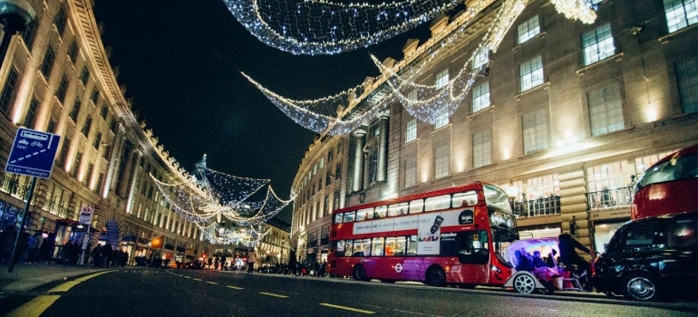 decorated streets of london is something you will enjoy while moving to the UK