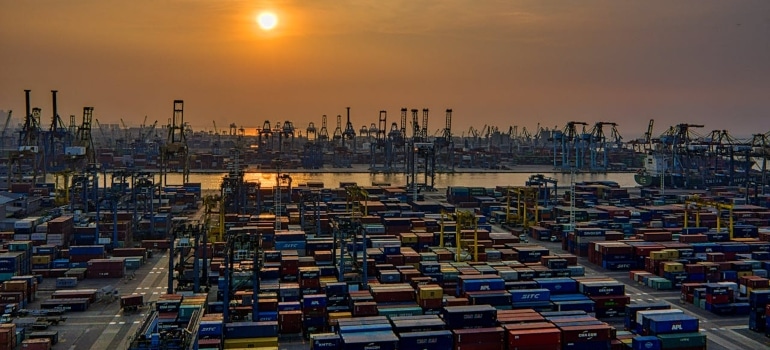 shipping containers at the port 