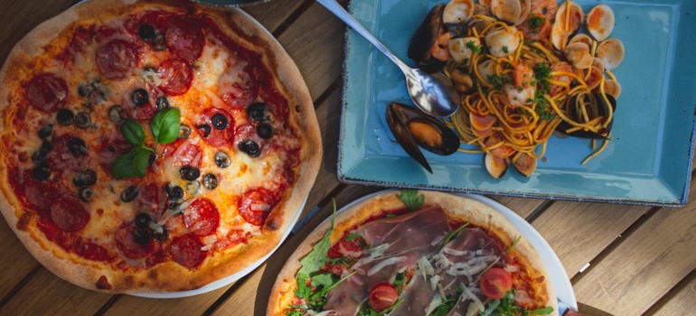 trying pizza and pasta after moving to italy