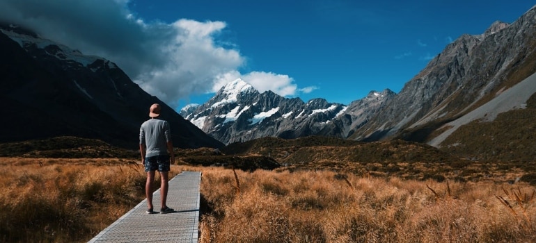 a man enjoying nature after moving to new zealand