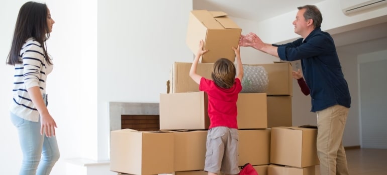 a family packed and ready for Raising a Family in France