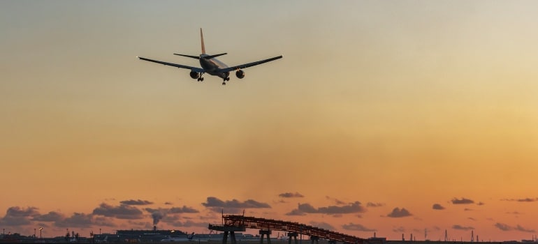 Airplane during a sunset 