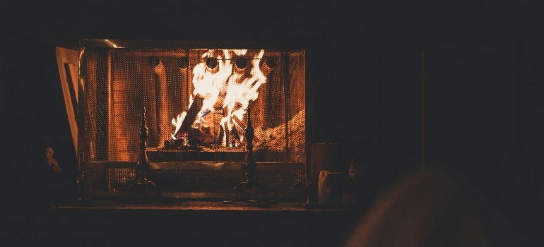 Firewood Burning In Fireplace