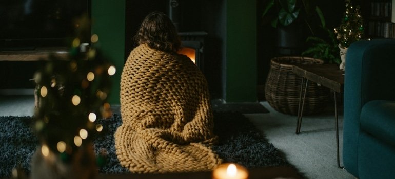 woman enjoying cozy evening