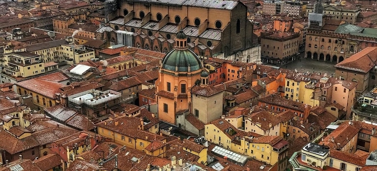 Bird view of one of the best cities to live in Italy