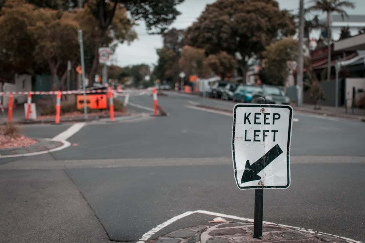 a sign to help you adapt to left-side driving after moving to Australia