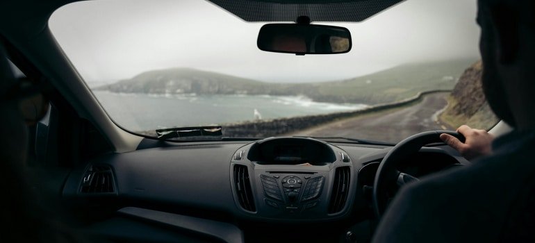 a man driving