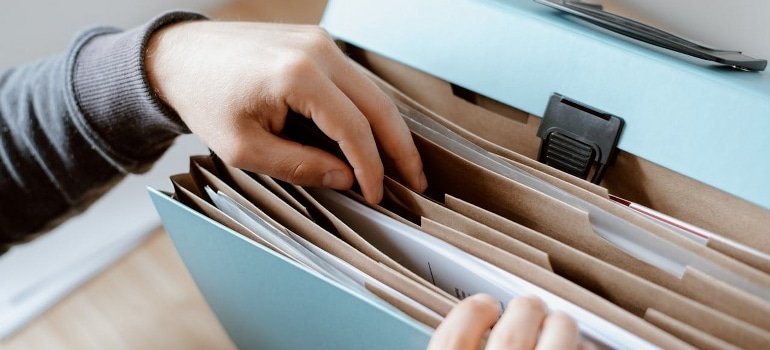 sorting paperwork