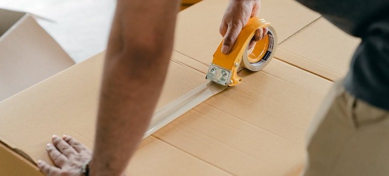 taping a box